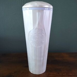 Starbucks Tumbler White Pearl Dome Venti Cold Cup Tumbler 24 Oz - NO STRAW
